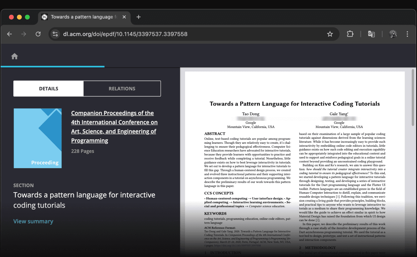 Academic poster presenting tutorial design principles, user testing methodology, and learning outcomes from the interactive Dart tutorial research